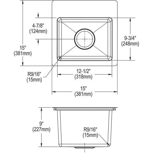 Crosstown® Single Bowl Kitchen Sink, Top/Under Mount, 15 x 15 in, 9 in Bowl Depth, 1-Hole, 18 ga Polished Satin Steel, Stainless - uzjrnxnkto8ycyi24keh_x500.jpg