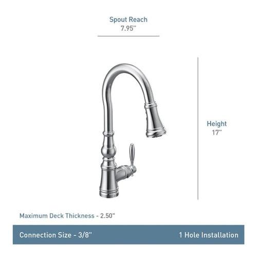 Weymouth 1.5 GPM Single Hole Pull Down Kitchen Faucet with Duralast Cartridge and Reflex, PowerBoost, and Duralock Technologies - vesaonry9n57e94wrufv_x500.jpg