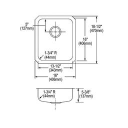 Lustertone™ Classic Single Bowl Kitchen Sink, Under Mount, ADA, 16 x 18-1/2 in, 5-3/8 in Bowl Depth, 18 ga Lustrous Satin Steel, Stainless - vhwfyqynrmoqwodyjw3h_x500.jpg