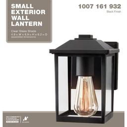 1-Light 7 in. Black Hardwired Classic Outdoor Wall Light Lantern Sconce with Clear Glass - viseg2df2jvmnkorcrei_x500.jpg