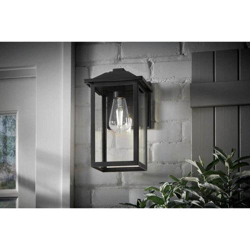 1-Light 12 in. Black Hardwired Transitional Outdoor Wall Light Lantern Sconce with Clear Glass - vzjmrlwjncokixiwoilv_x500.jpg