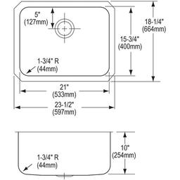 Lustertone™ Classic Single Bowl Kitchen Sink, Under Mount, 23-1/2 x 18-1/4 in, 10 in Bowl Depth, 18 ga Lustrous Satin Steel, Stainless - w3cxxwphhkdwkmfo0945_x500.jpg