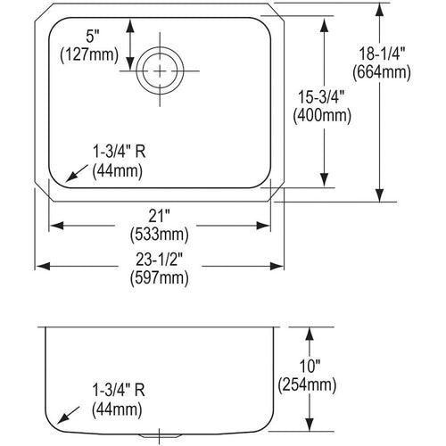 Lustertone™ Classic Single Bowl Kitchen Sink, Under Mount, 23-1/2 x 18-1/4 in, 10 in Bowl Depth, 18 ga Lustrous Satin Steel, Stainless - w3cxxwphhkdwkmfo0945_x500.jpg