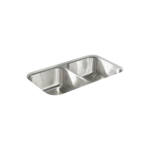 McAllister® Double Bowl Kitchen Sink, Under Mount, 32 x 18 in, 8-1/16 in Bowl Depth, 20 ga Luster Steel, Stainless - whf8ny3rdboj9kyl4eze_x500.jpg