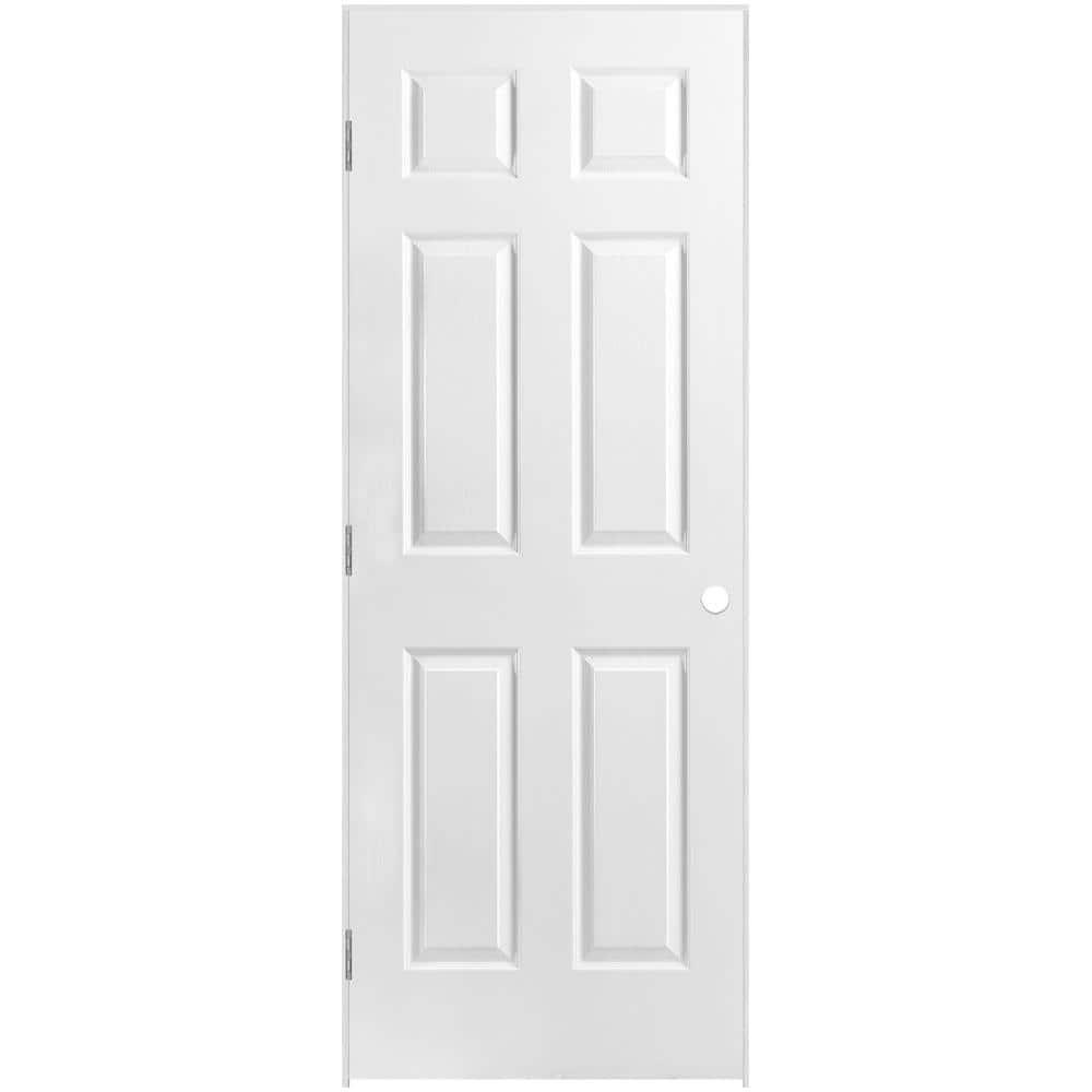 36 in. x 80 in. 6 Panel Right-Handed Hollow-Core Textured Primed White Composite Single Prehung Interior Door - wlgir6urxouoo557zapg_800x500@2x.jpg