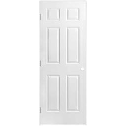 36 in. x 80 in. 6 Panel Right-Handed Hollow-Core Textured Primed White Composite Single Prehung Interior Door - wlgir6urxouoo557zapg_800x500@2x.jpg