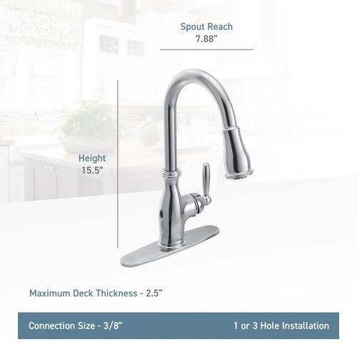 Brantford 1.5 GPM Single Hole Pull Down Kitchen Faucet with Duralast, Duralock, MotionSense, PowerClean, and Reflex Technology - Includes Escutcheon - wlgqgpirgiv6w5braoiz_x500.jpg