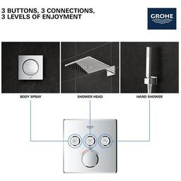 Grohtherm Three Function Thermostatic Valve Trim Only with Four Knob / Push Button Handles, Integrated Diverter, and Volume Control - Less Rough In - wlxwyuqpcdfx5fau9wzr_x500.jpg