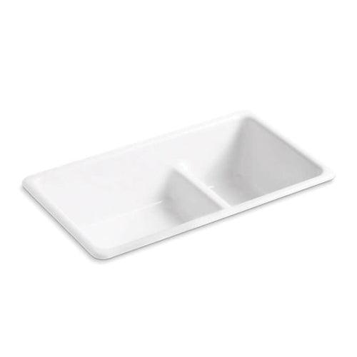 Iron/Tones® Double Bowl Kitchen Sink, Top/Under Mount, 33 x 18-3/4 in, 9 in Bowl Depth, Cast Iron, White - wrndociqwtgbynqismbn_x500.jpg