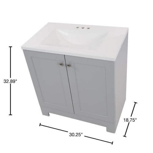 30 in. W x 19 in. D x 33 in. H Single Sink Freestanding Bath Vanity in Pearl Gray with White Cultured Marble Top - wwp9917wpfqgfbpn7byt_x500.jpg