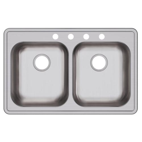 Dayton® Double Bowl Kitchen Sink, Top Mount, ADA, 33 x 21-1/4 in, 5-1/4 in Bowl Depth, 4-Hole, 22 ga Brushed Satin Steel, Stainless - wxjvmknkcnfwqmvbdye6_x500.jpg