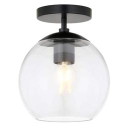 Bartlett 9 in. 1-Light Matte Black and Clear Glass Semi-Flush Mount - xjrb0ihzzwnjjzuihetv_x500.jpg