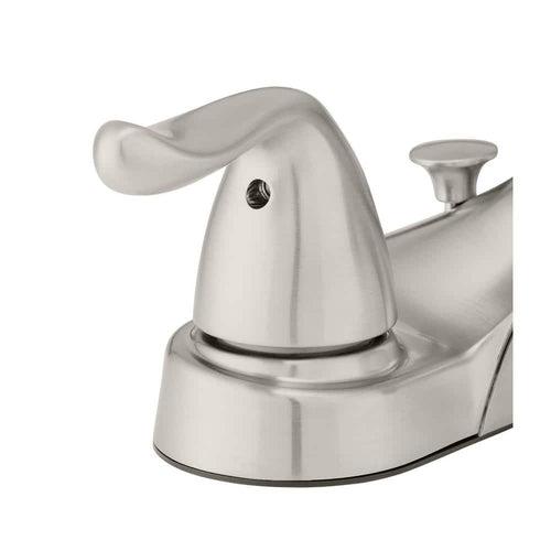 Glacier Bay Constructor 4 in. Centerset 2-Handle Low-Arc Bathroom Faucet in Brushed Nickel - y1fgkwg9necvuywgohy8_x500.jpg