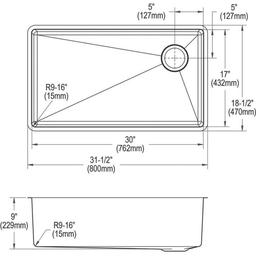 Crosstown® Single Bowl Kitchen Sink, Under Mount, 31-1/2 x 18-1/2 in, 9 in Bowl Depth, 18 ga Polished Satin Steel, Stainless - ygzdmcaitwrea1frfspt_x500.jpg