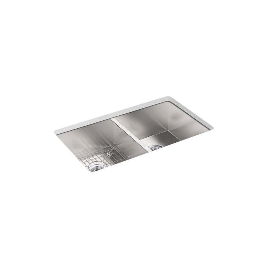 Vault™ Double Bowl Kitchen Sink, Top/Under Mount, 33 x 22 in, 9-5/16 in Bowl Depth, 4-Hole, 18 ga Satin Steel, Stainless - ykwayh2yxcdpl9lm2dtx_800x500@2x.jpg