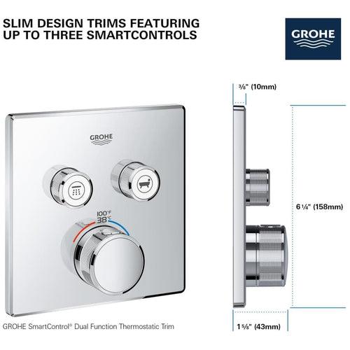 Grohtherm Two Function Thermostatic Valve Trim Only with Triple Knob / Push Button Handles, Integrated Diverter, and Volume Control - Less Rough In - ze9rgegrqxpszmukoppw_x500.jpg