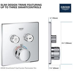 Grohtherm Two Function Thermostatic Valve Trim Only with Triple Knob / Push Button Handles, Integrated Diverter, and Volume Control - Less Rough In - ze9rgegrqxpszmukoppw_x500.jpg