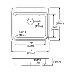 CuVerro Single Bowl Kitchen Sink, Top Mount, ADA, 25 x 22 in, 4-5/8 in Bowl Depth, 4-Hole, 18 ga Lustrous Satin Steel, Stainless - zhmwu6ohetwzol4vwyaf_x500.jpg