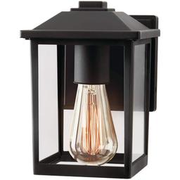 1-Light 7 in. Black Hardwired Classic Outdoor Wall Light Lantern Sconce with Clear Glass - zzuoyogeaii334tlzl1r_800x500@2x.jpg