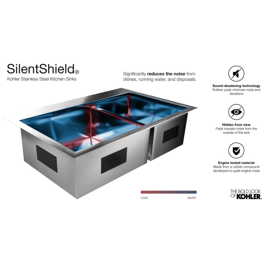 Undertone 23" Single Basin Under-Mount 18-Gauge Stainless Steel Kitchen Sink with SilentShield